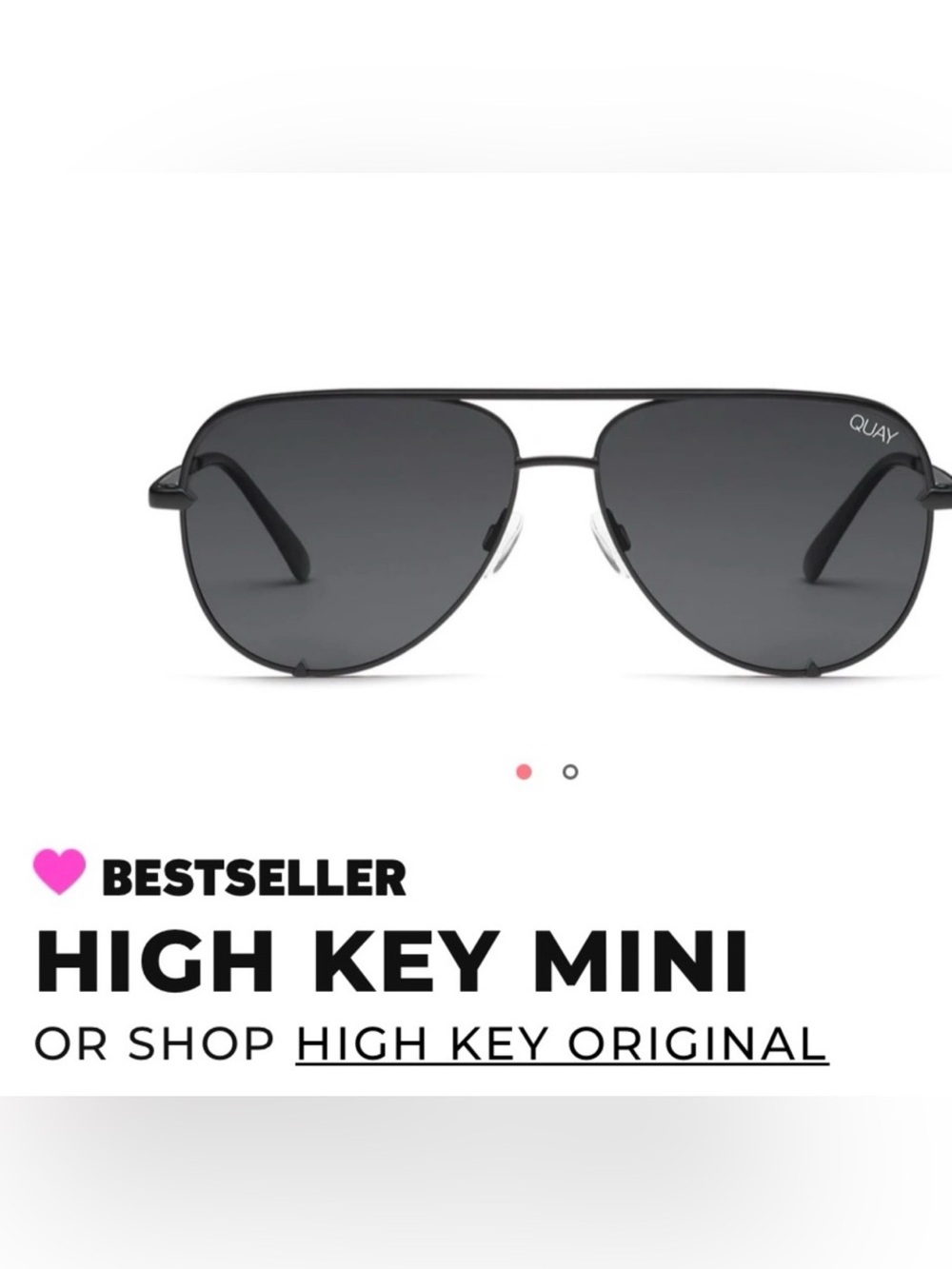 Quay Australia High Key Mini Black Aviator Sunglasses